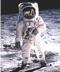 Astronaut Edwin Aldrin wears a 'hard' spacesuit during the historic 1969 landing on the moon. Photo courtesy NASA