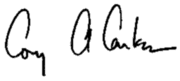 Cory Carlson, '81, signature