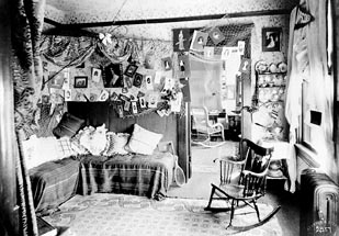 The interior of a room in the women's dormitory