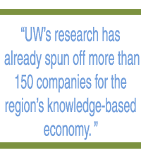 UW Research has already spun off more than 150 companies for the region's knowledge-based economy.