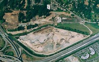 This 1998 aerial view documents the extensive work that has begun on the former farmland.