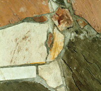 Close-up of flagstone floor.